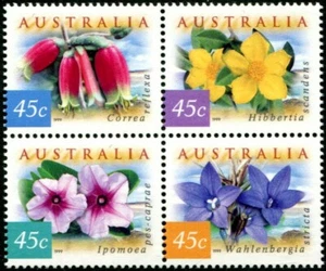 Australia Nature Of Australia 1999 flores costeras bloque de 4 MNH, limpio y fresco - Imagen 1 de 1