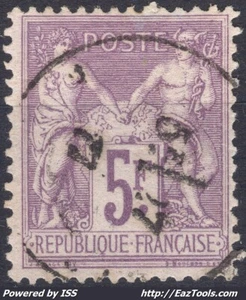 FRANCE SAGE 5Fr VIOLET SUR LILAS TYPE II N SOUS U N° 95 AVEC OBLITERATION - Picture 1 of 2
