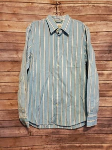 Express Mens Large Dress Shirt Button Up Blue & White Striped Long Sleeve NWT - Picture 1 of 8