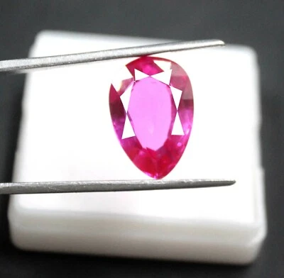 100% Real Natural Certificado 17.25Ct Forma Pera Burma Rojo Gema Rubí LV1001 - Imagen 1 de 4