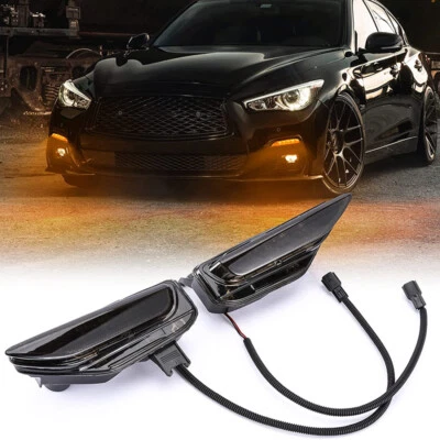 Lámpara antiniebla LED de señal secuencial para parachoques de humo para Infiniti Q50 Q50S Sport 2014-20 Foto 1 de 4