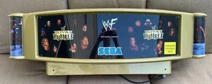 RARE SEGA WWF ROYAL RUMBLE ARCADE GAME TOPPER SIGN DUAL SIDE 4 PLAYERS THE ROCK - Picture 1 of 19