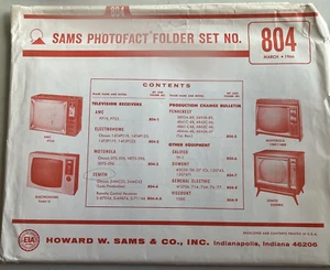 Juego de carpetas esquemáticas de reparación electrónica vintage Sams Photofact 804 TV marzo 1966 - Imagen 1 de 7