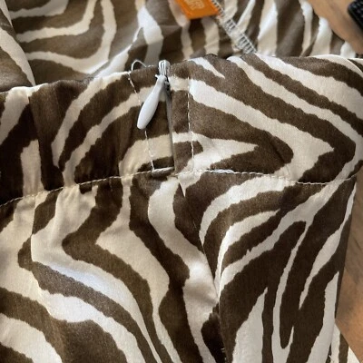 Flower Fever Brown & Cream Zebra Print Silky Feel Thin Short Skirt Size S/M NEW - Image 1 of 4