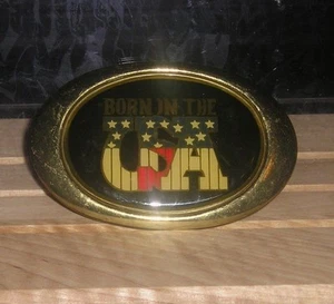 NIP , VINTAGE, OUT OF PRODUCTION, TANDY, BORN IN THE USA BELT BUCKLE, 3 /12 X 2 - Picture 1 of 4