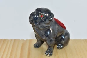 ANTIQUE VICTORIAN ERA CAST IRON ENGLISH BULLDOG PIN CUSHION WITH RUBY EYES - Picture 1 of 5