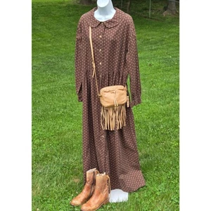 Vintage 70s Prairie Dress M Handmade Maxi Floral Cotton Modest Cottagecore - Picture 1 of 10