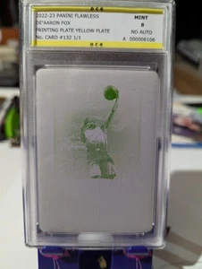 2023 National Treasures De'Aaron Fox Panini Flawless Yellow Printing Plate 1/1 - Picture 1 of 3