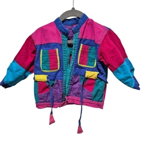 Vintage Kids Reversible Jacket Size 12-18month About Patchwork Colorblock Baby - Picture 1 of 4