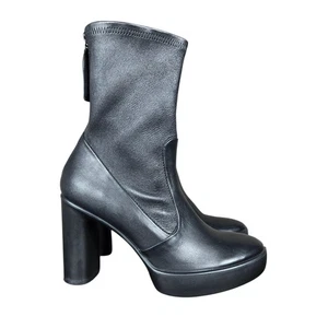 Ecco Shape Sculpted Motion Boots Womens 8-8.5 Black Leather Platform High Heel - Picture 1 of 14