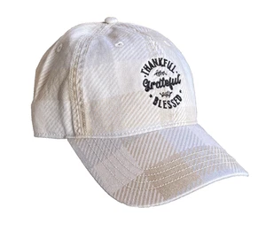 ✅NEW! Thankful Grateful Blessed Check Hat Cap ONE SIZE Back Strap Adjust ~ - Picture 1 of 9