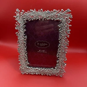 Christmas Crystal Picture Frame: Silver Winter Cabin Decor (4x6) - Picture 1 of 3