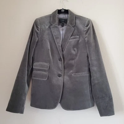 J. Crew Velvet Schoolboy 开衫夹克,尺寸 8,高灰色经典学院学院学院风  — 第 1/4 张图片