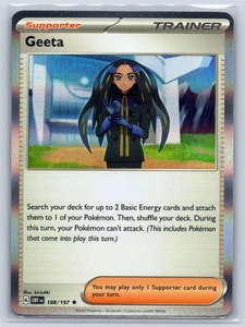 Geeta Holofoil 188/197 Rare SV03: Obsidian Flames Near Mint - Picture 1 of 2