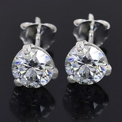 Hermosos tachuelas solitarias de diamantes blancos de 2 quilates - gran brillo y brillo VIDEO Foto 1 de 4