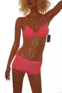 Damen Junior rosa Bikini 2-teilig gekreuzter Rücken Boy Shorts Badeanzug S NEU - Bild 1 von 2