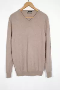 Suéter Jersey F&F Cashmere Para Hombre Beige Cuello en V Talla Grande - Imagen 1 de 8