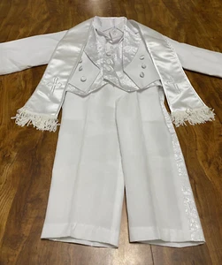 Boy Baptism Christening TUXEDO 6pc White Sz 2 Tails Vest Shirt Pants Stole Tie - Imagen 1 de 13