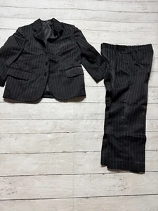 Stanley Blacker Boys Black Tailored Pinstriped Classic Blazer Paints Suit Size 6 - Picture 1 of 3