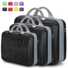 Set 3 Beauty Case Con Tracolla Rigido in ABS Ultraleggere Bagaglio a Mano 1128