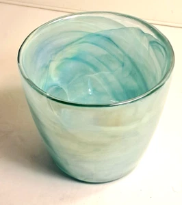 D. L. & Co Candle Jar Empty TOPAZ Opaline Collection Glass Vase Turquoise 5x5 - Picture 1 of 23