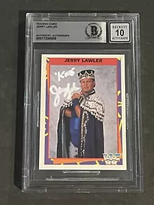 JERRY LAWLER 1995 MERLIN WWF SIGNED AUTOGRAPHED CARD BAS AUTHENTIC GEM MINT 10 - Picture 1 of 2