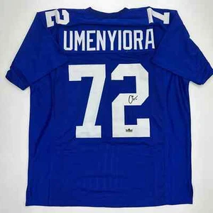 Facsimile Autographed Osi Umenyiora New York Blue Reprint Jersey Size Men's XL - Picture 1 of 4