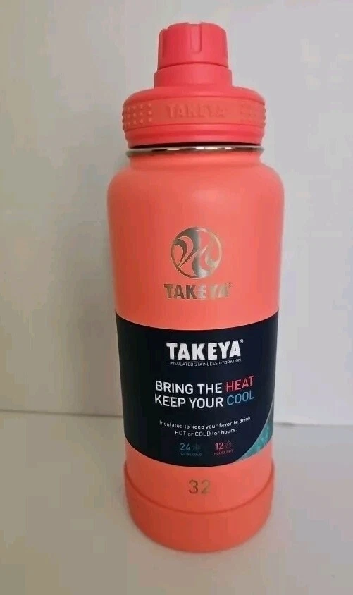 Takeya Actives Insulated Stainless Steel Water Bottle With Spout Lid 32 Oz Coral