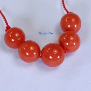 6.3mm-7mm Undyed Mediterranean Sardinia Tomato Red Coral Round Beads (5 beads) - Picture 1 of 12