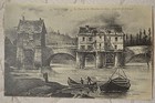 CPA " PONTOISE - Le Pont et les Moulins en 1833, gravure de l'poque