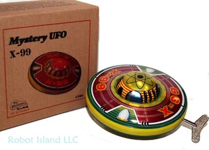 Flying Saucer UFO Tin Toy Windup Space Toy Martian Attack X-99 Neptune - Picture 1 of 4