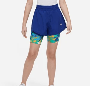 Nike One Big Kids' (Girls') High-Waisted Woven Running Shorts Multi Size Blue - Picture 1 of 5
