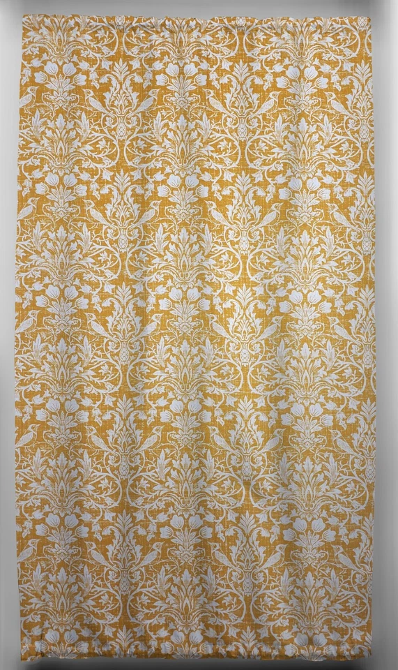 Panel cortina puerta francesa damasco floral dorado con lazo trasero Foto 1 de 1