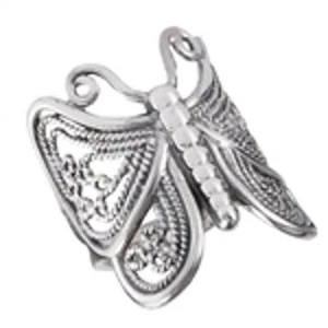 High Polish Filigree Butterfly Ring Stainless Steel Animal Wings Band Sizes 6-10 - Picture 1 of 3