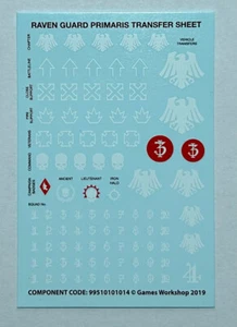 Raven Guard New Primaris Transfer Sheet - Space Marines - Warhammer 40K - Picture 1 of 1
