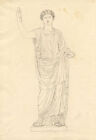 John White Abbott, Demeter Sculpture - Original c.1805 Pen & Ink Drawing