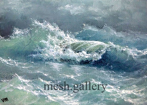 143 - 5"x7" CANVAS GICLEE ART PRINT SEASCAPE Wave Ocean Storm Nautical Museum - Picture 1 of 1