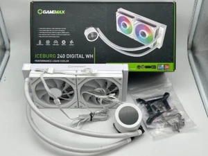 GAMEMAX IceBurg 240 Digital WH, Liquid CPU Cooler 240mm Addressable ARGB Pump - Afbeelding 1 van 6