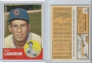 1963 Topps Baseball, #113 Don Landrum, Chicago Cubs - Picture 1 of 1