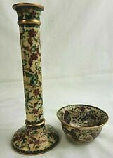 Vintage Kuo Chinese Cloisonne Incense Burner CandleStick Holder Tea Bowl Signed!
