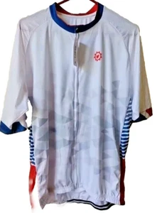 GCRFL Mens Color Blocked Cycling Shirt Red White Blue Size 3XL - Picture 1 of 11
