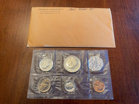 1964 US Mint Proof Set in cello. NO original Envelope. #64-03 Cover