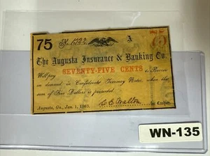 BANK NOTE FRACTIONAL CURRENCY Augusta Insurance 75 Cents 1863 WN-135 - Picture 1 of 11