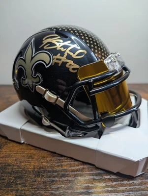 Rashid Shaheed Signed New Orleans Saints Black 2022 Alt Mini Helmet BAS Cert - Image 1 of 4