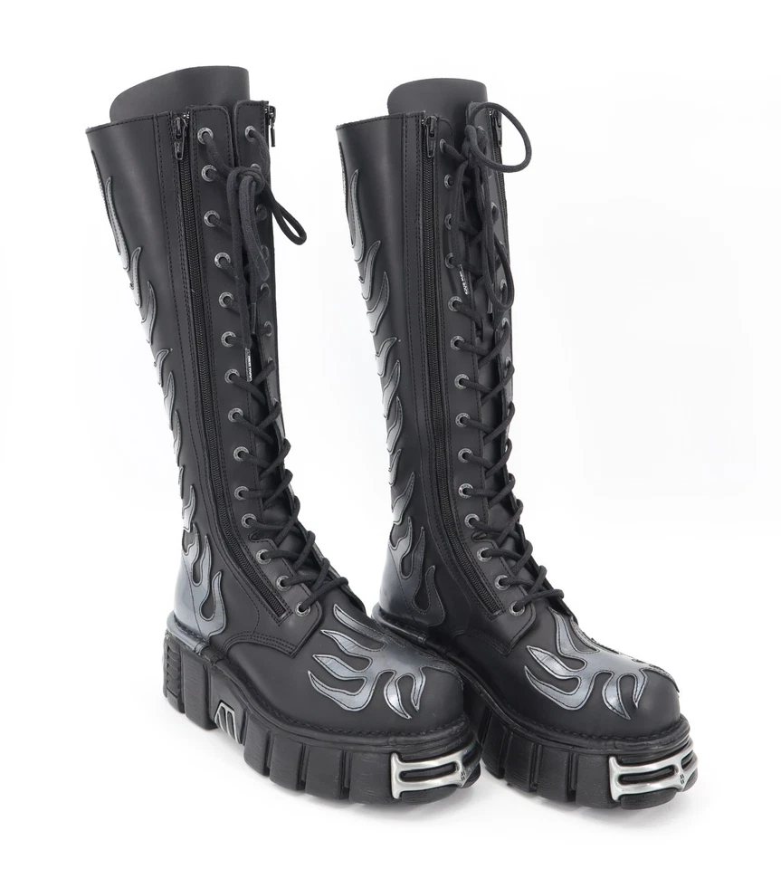 Nuevo Rock Crusted Negro M-350-C1 Acero Torre Colección Llamas Metálicas Talla 39 Foto 1 de 4