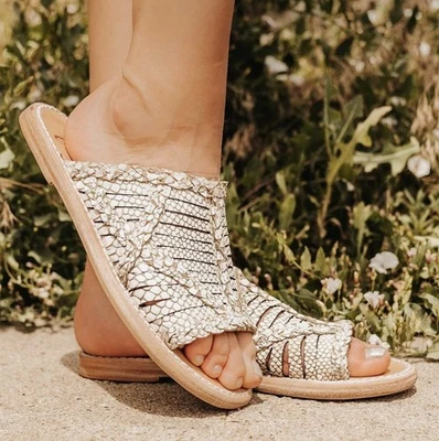 Sandalias de cuero Freebird para mujer blanco/marrón sauce talla 8 festival verano playa Foto 1 de 4