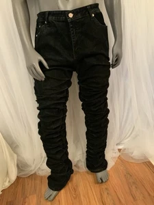 Jeans neri GUAPI da uomo taglia 36/32 firmati Slinky Design streetwear - Foto 1 di 18