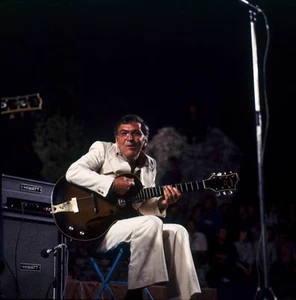 FOTO DE MÚSICA ANTIGUA 1970 Bucky Pizzarelli actuando en el escenario - Imagen 1 de 1