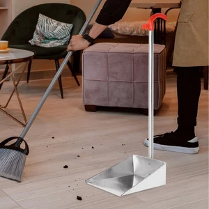 Confezione 2 Secchielli Acciaio Inox Ufficio Casa Padelle Manico Lungo Metallo - Foto 1 di 12