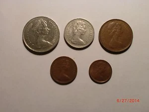 Großbritannien - Großbritannien - 5 "New Pence" Münzen - 1/2,1,2,5 & 10 NP - SELTEN - 1969-1981 # 5AJ6 - Bild 1 von 4